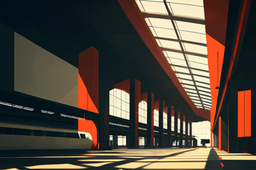 train en gare illustration minimaliste