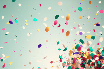 Party celebration background with confetti. Generative AI.