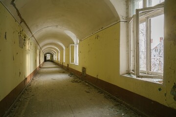 long corridor of an abandoned building