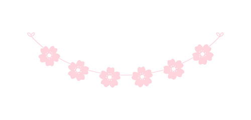 Obraz premium Cherry Blossom Garland, Cute Floral Bunting Spring Design Elements