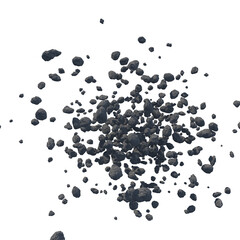 Asteroid belt isolated transparent background 3d rendering
