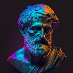 Illustration of a statue of Aristotle in the modern style - obrazy, fototapety, plakaty