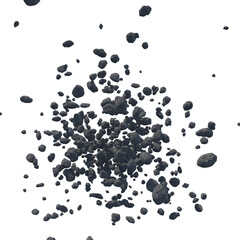 Asteroid belt isolated transparent background 3d rendering
