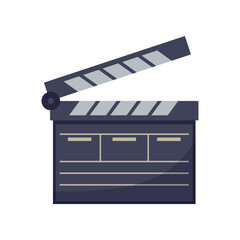 Obraz premium Movie clapper board vector illustration. Equipment for filmmaking, element of action film set isolated on white background. Cinematography, filmmaking, professions concept