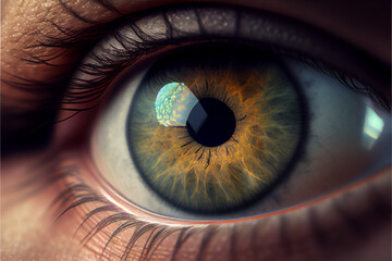 Realistic human, female eye, macro. Makeup eye.