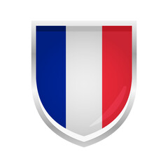 France Flag Badge Shield Shape