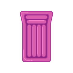 Top view of pink inflatable mattress vector illustration. Equipment or object for water activities in shape of rectangular isolated on white background. Summer, holidays concept