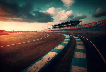 Cercles muraux F1 Race track. Road, clouds