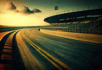 Race track. Yellow tone
