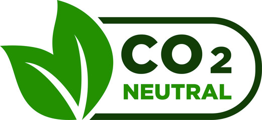 CO2 neutral green rough textured stamp - carbon emissions free (no air atmosphere pollution) industrial production eco-friendly isolated sign, CO2 Label