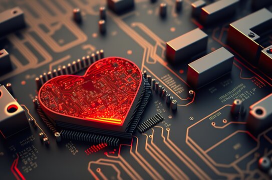 Ein rotes CPU-Herz f&uuml;r Technik-Nerds. F&uuml;r alle, die ihre Liebe etwas elektronischer ausdr&uuml;cken m&ouml;chten. Ideal f&uuml;r den Valentinstag oder f&uuml;r Techniker Liebesgr&uuml;&szlig;e. Herz als Gru&szlig;karte verschenken.