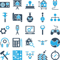 Engineering vector icons, architecture icons pack, construction vector icons, engineering icons pack, repairing icons set, icons collection of engineering, engineering glyph dual color icons set 