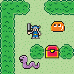 Naklejka premium アクションRPG風ドット絵 フィールド画面 小