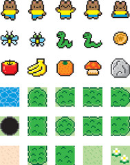 レトロゲーム風ドット絵セット　くま