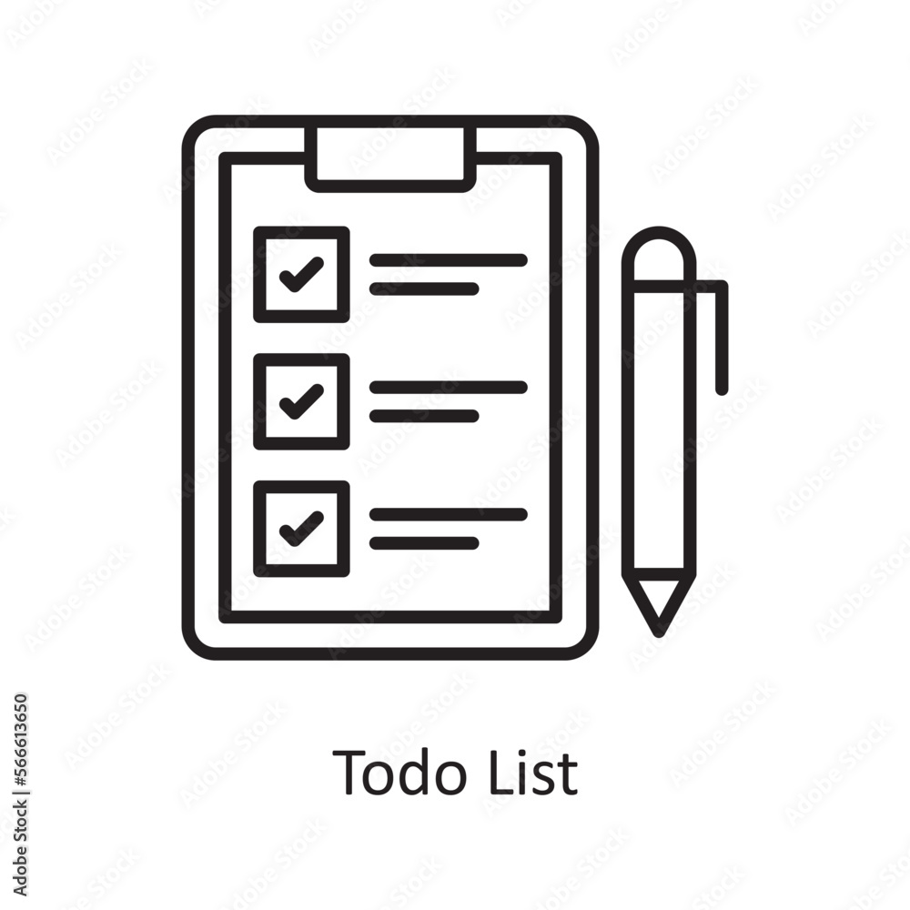 Poster todo list vector outline icon design illustration. shopping and e-commerce symbol on white backgroun