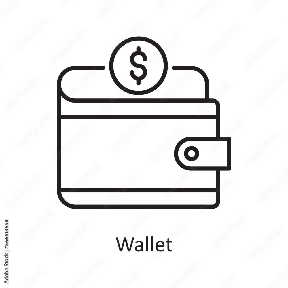 Poster wallet vector outline icon design illustration. shopping and e-commerce symbol on white background e