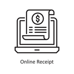 Online Receipt Vector Outline Icon Design illustration. Shopping and E-Commerce Symbol on White background EPS 10 File