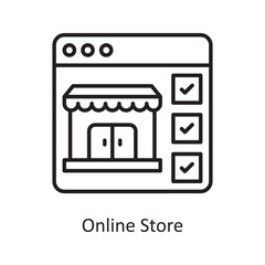 Online Store Vector Outline Icon Design illustration. Shopping and E-Commerce Symbol on White background EPS 10 File
