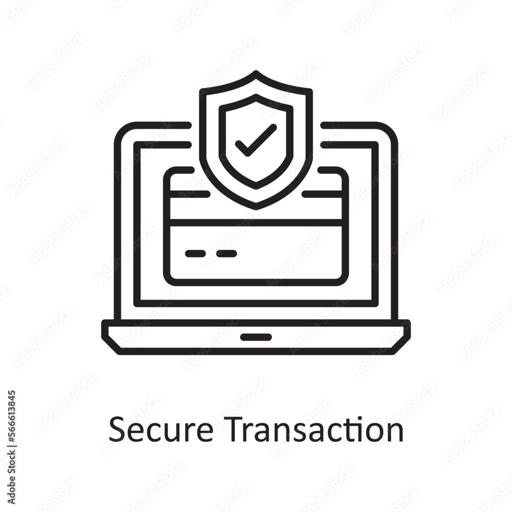 Poster secure transaction vector outline icon design illustration. shopping and e-commerce symbol on white 