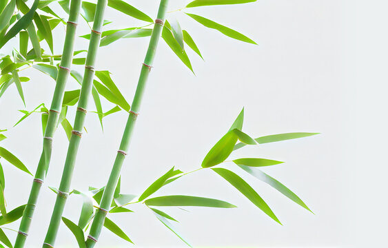 Close up bamboo leaves. Generative AI.