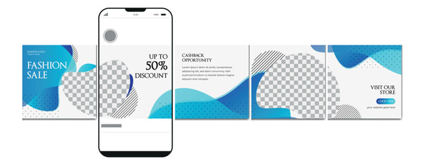 Instagram Carousel Template, Editable instagram carousel post for fashion sale. microblog carousel for social media post © Graphaxil