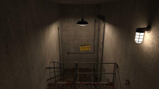 3d-illustration of an empty and scary nucelar facility corridor