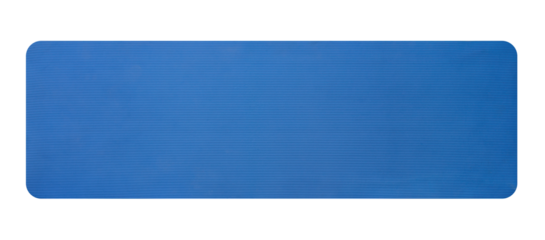Top view of Blue rolled out yoga mat isolated on white background with clipping path