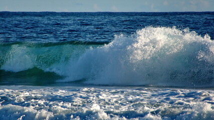Waves breaking on the beach in Zipolite, Mexico