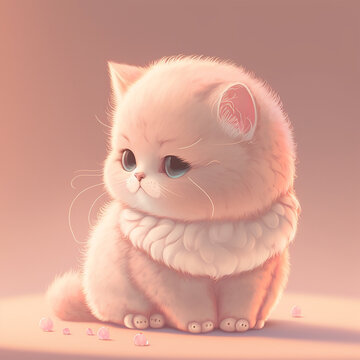 Cute small pastel cat illustration