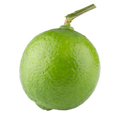 Whole and sliced limes, Sour green fruit isolated on alpha background.