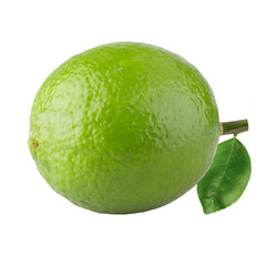 Whole and sliced limes, Sour green fruit isolated on alpha background.
