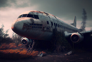 Obraz premium Plane crashed created with AI