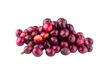 Red coffee beans isolated on alpha background