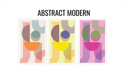 Set of minimalistic abstract aesthetic illustrations. Wall decor in a modern style. Collection of modern art posters. For brochures.