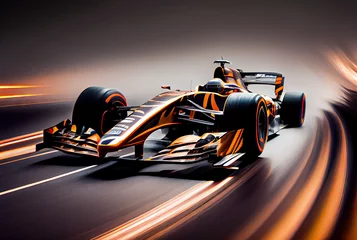 Fotobehang Racing car on formula 1 track created with AI © thejokercze