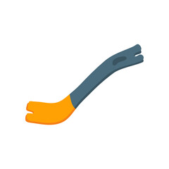 Black and orange crowbar flat vector illustration. Cartoon drawing of instrument for repair work isolated on white background. Carpentry, construction concept