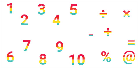 red orange yellow blue number for promotion set made of abstract Vector realistic Discount for your unique sale poster