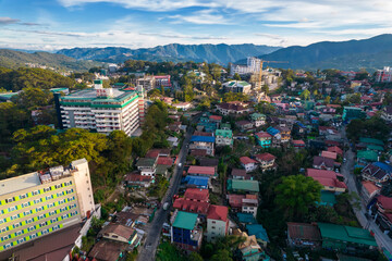 Baguio City, Philippines - Aerial of the city of Baguio in the afternoon.