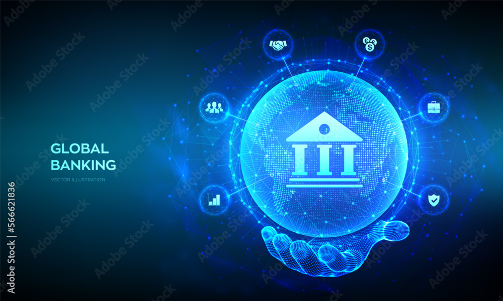Poster banking. finance and banking networking. business global internet connection. financial technology. 