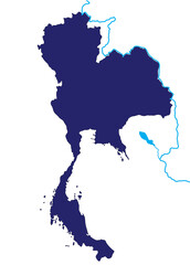 Map of Thailand includes regions Mekong River