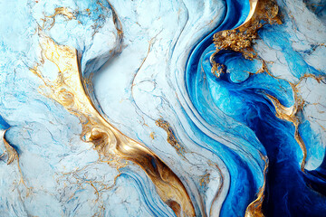 Luxury marble texture background white, blue and gold. Natural stone color material pattern. Creative art. - 566622281