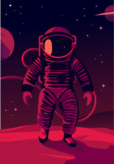 Astronaut in spacesuit on the red planet Mars. Space exploration.