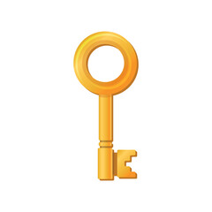 Old Style Golden Key on White Background. Vector