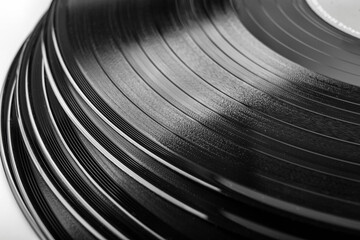 stack of vinyl records with music - 566623650