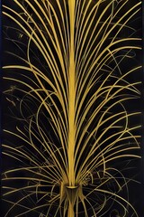 Decorative Wall Design with Black and Gold Artistic Background.