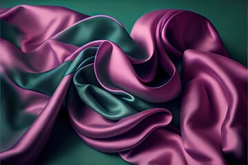 Generative AI illustration of soft silk colorful fabric, texture and background