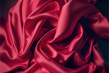 Generative AI illustration of soft silk colorful fabric, texture and background