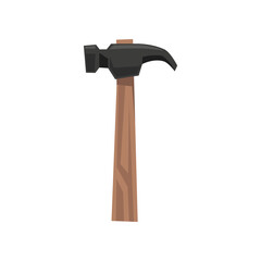 Hammer for woodwork vector illustration. Cartoon drawing of instrument and workbench for carpentry work on white background. Carpentry, renovation, professions concept