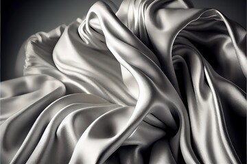 Fototapeta na wymiar Generative AI illustration of soft silver fabric