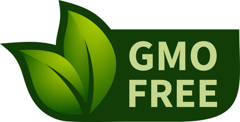 GMO free icon. Vector green leaf non GMO logo sign for healthy food package design.